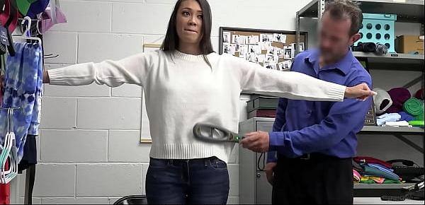  Perv Security Guard Touching a Tiny Shoplifter in His Office- Teenrobbers.com - Madi Laine